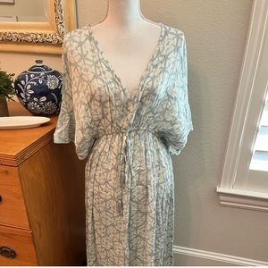 Boho Mira kaftan maxi dress powder blue tie dye